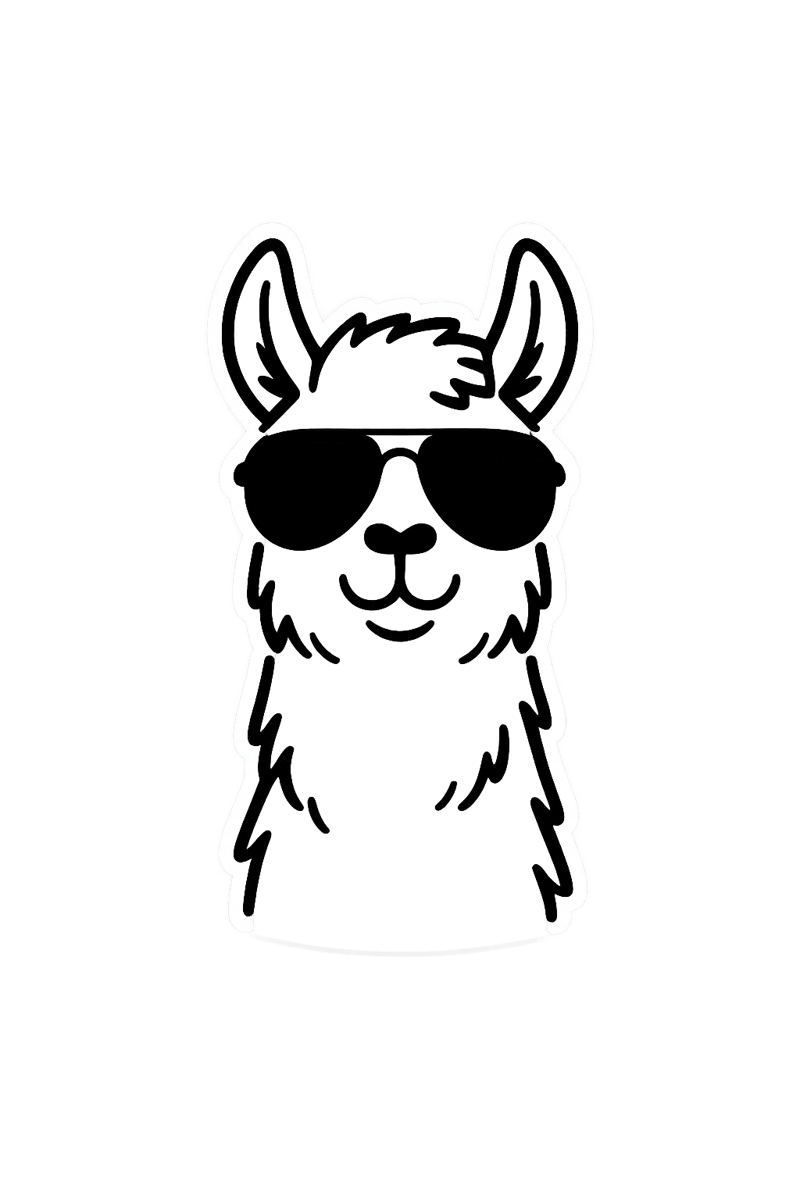 Minimalist Black and White Llama Art