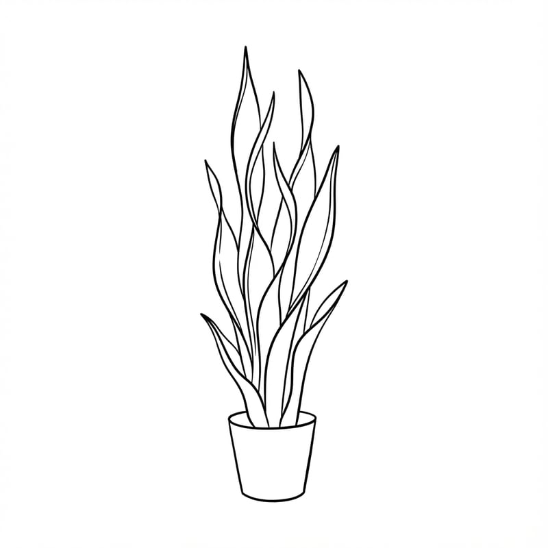 Minimalist Snake Plant Line Art