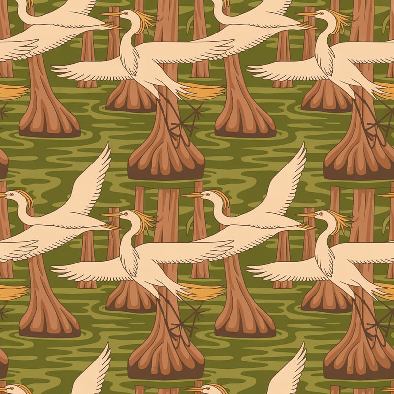 1970s Groovy Nature Tile Pattern
