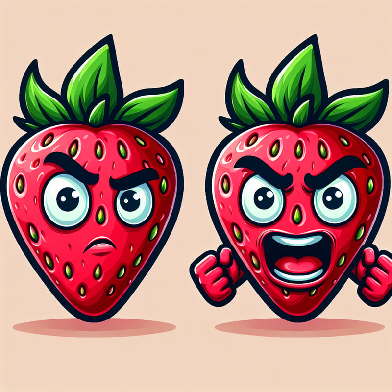 Funny Strawberry Cartoon Character