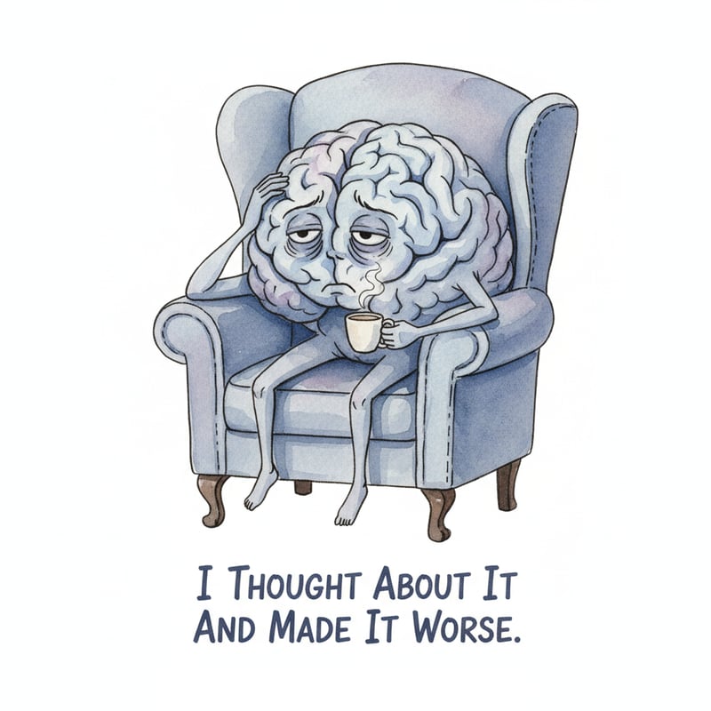 Watercolor Illustration of Tired Brain