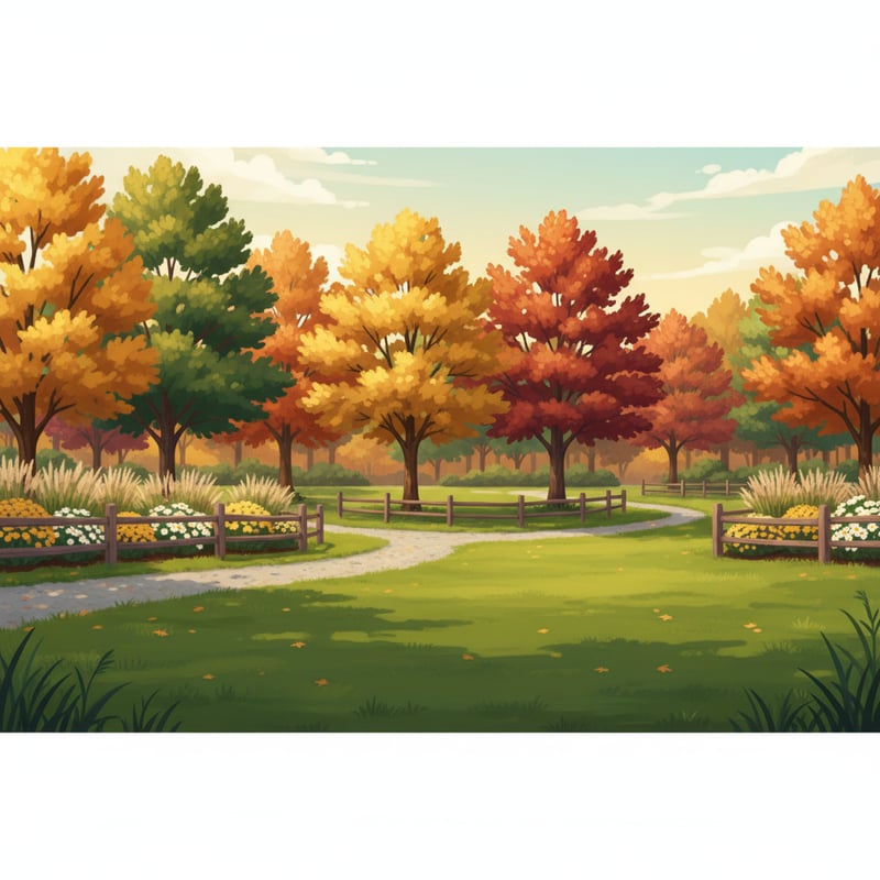 Storybook Autumn Dog Park Background