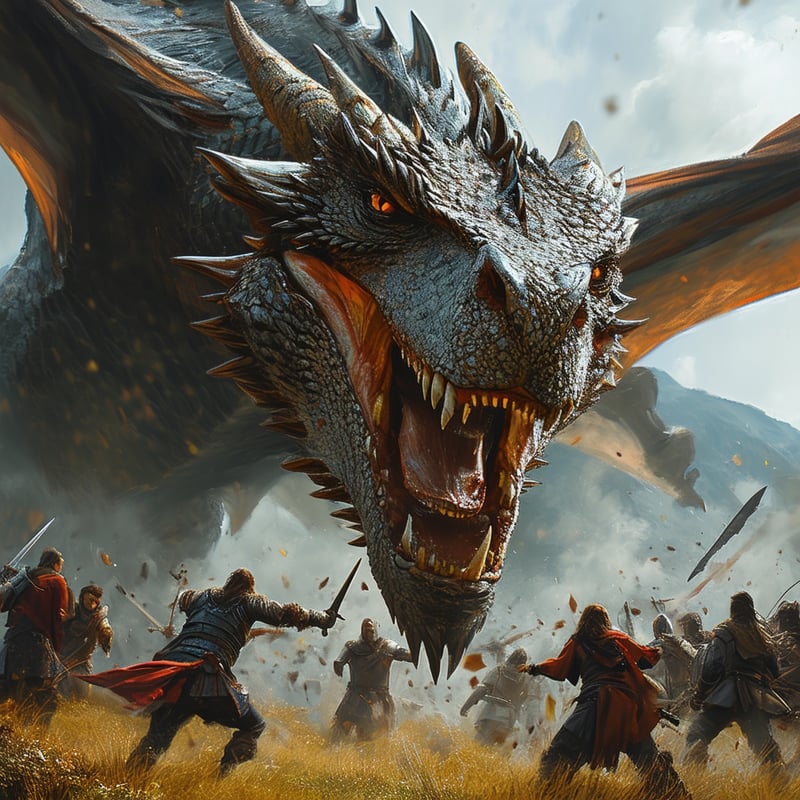 Realistic Dragon Attack Scene