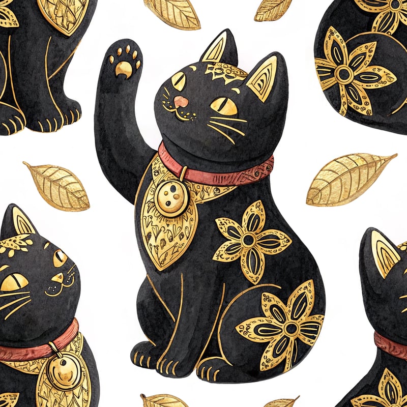 Black Cat with Gold Accents