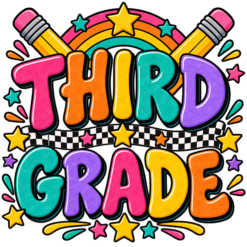 THIRD GRADE Retro Lettering Graphic