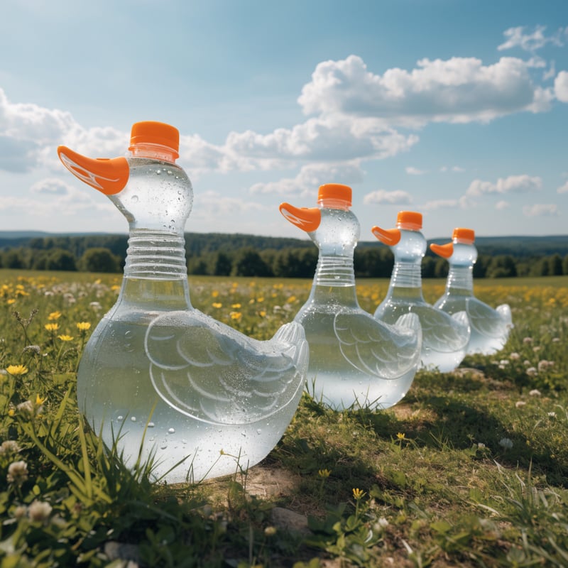 Duck Bottles Meadow Background