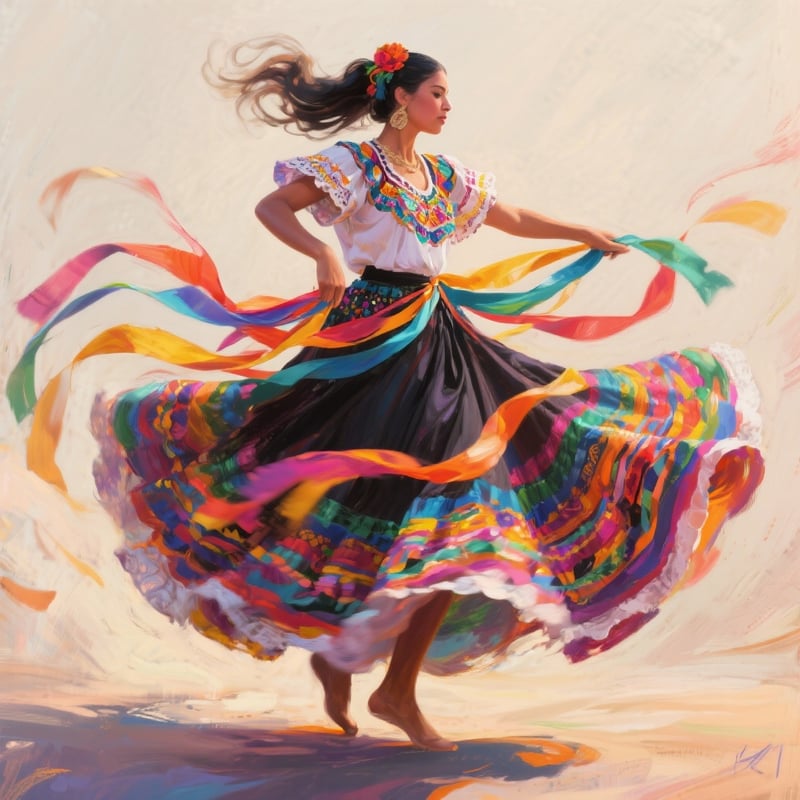 Vibrant Folklórico Dancer Skirt