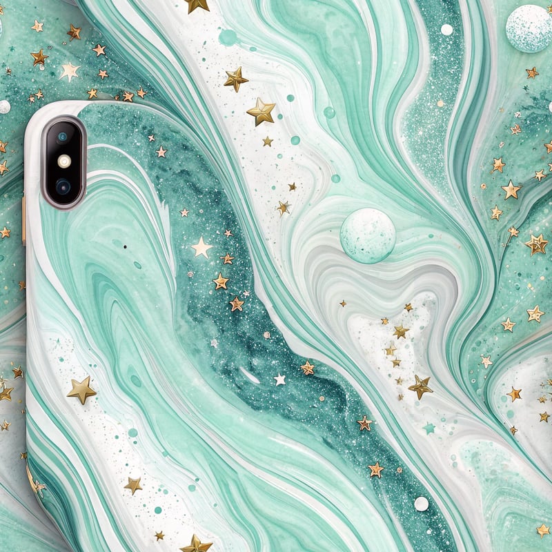 Abstract Marble Design with Glitter Accents