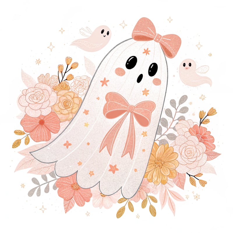 Minimalist Lace-Textured Floral Ghost