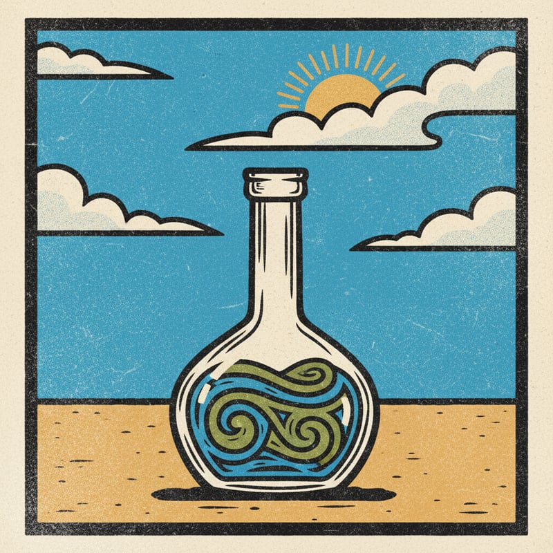 Mexican Lotería Glass Bottle Illustration