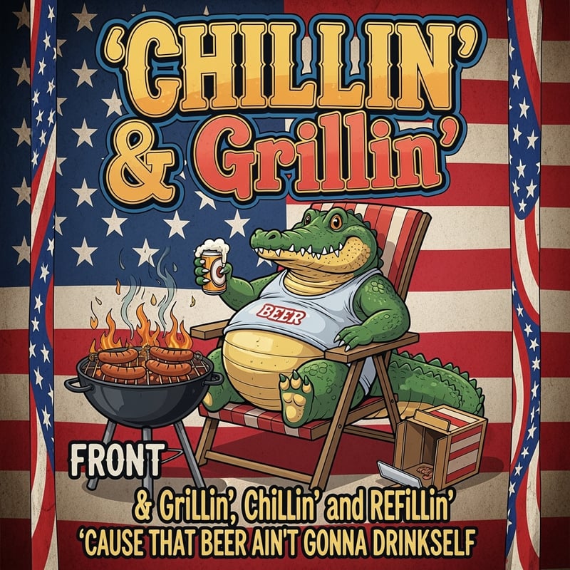 Chubby Alligator BBQ Cartoon