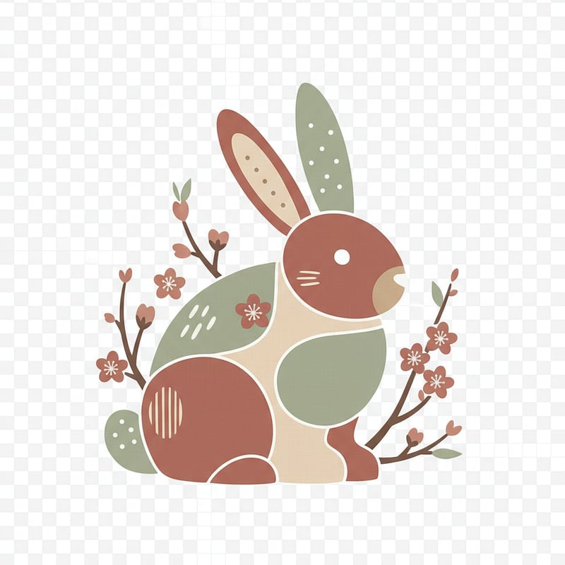 Japandi Style Easter Bunny Illustration