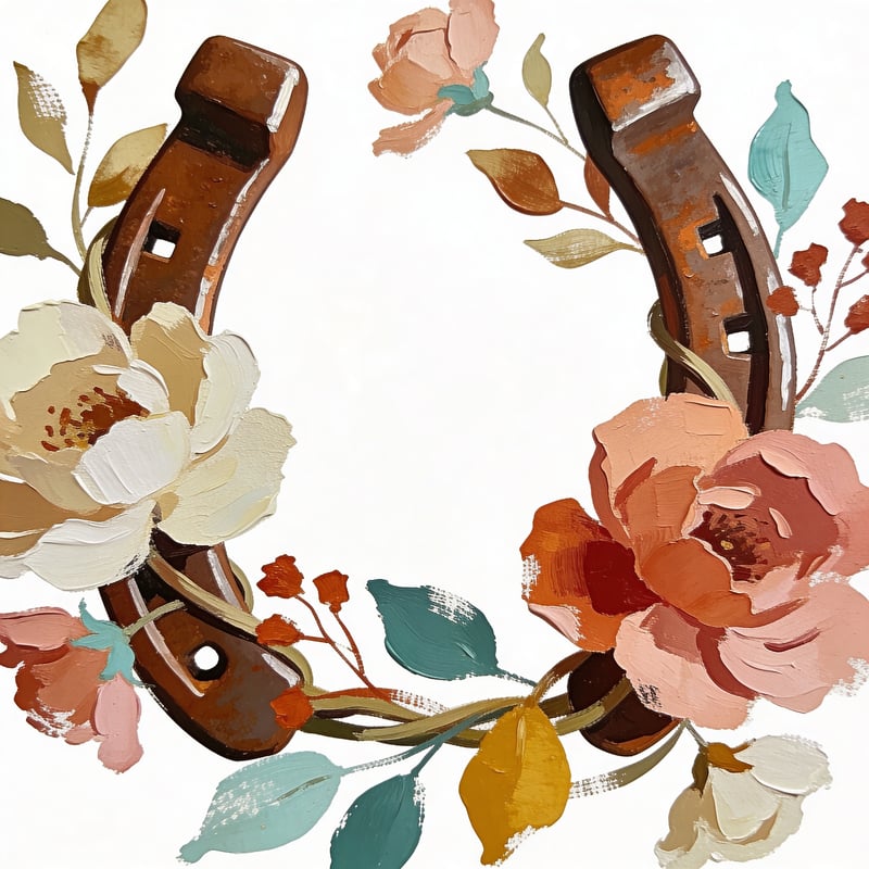 Floral Horseshoe Western Art