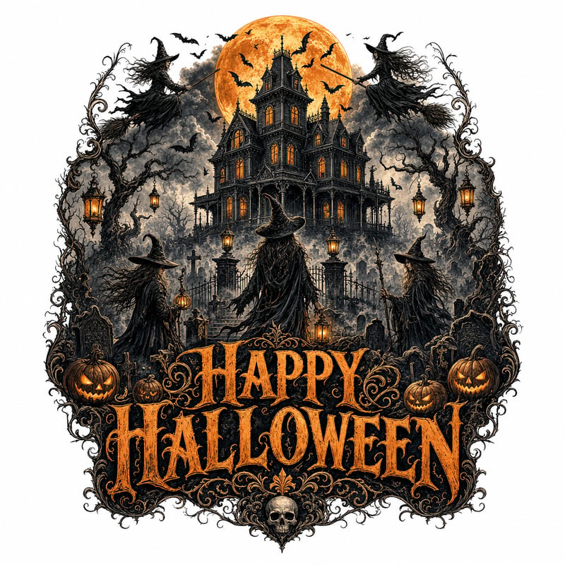 Happy Halloween Gothic Witches Poster