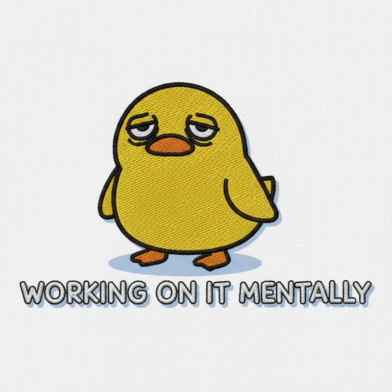 Tired Duck with Embroidered Texture