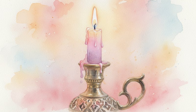 Ornate Candlestick with Pink Candle