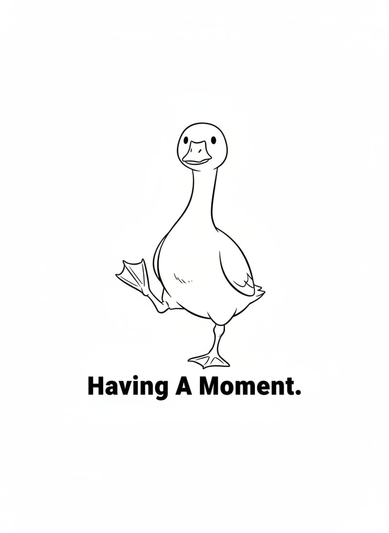 Goose Line Art with Deadpan Expression