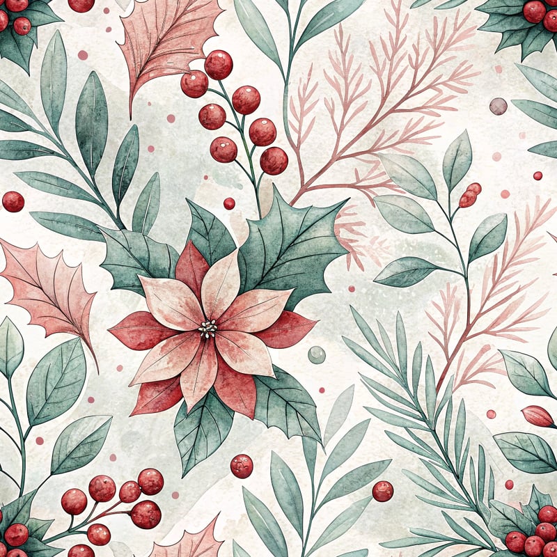 Holiday Botanical Watercolor Pattern