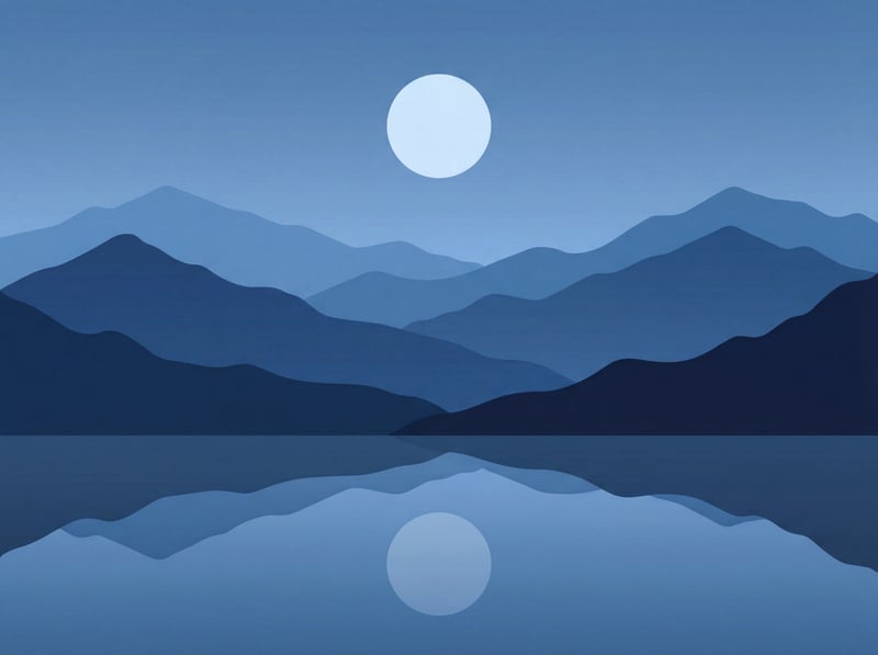 Mountain Silhouette with Full Moon