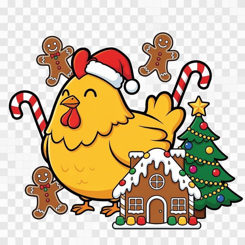 Happy Christmas Cartoon Chicken