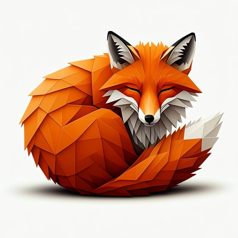Artistic Origami Fox in Sleep Pose