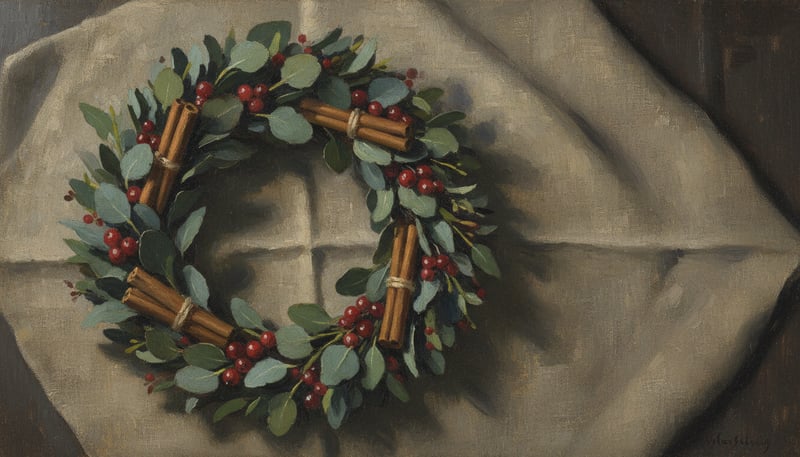 Eucalyptus and Cranberries Wreath Painting