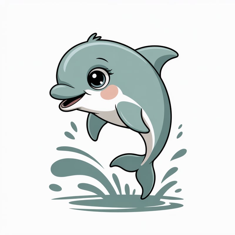 Cute Animated Baby Dolphin Art
