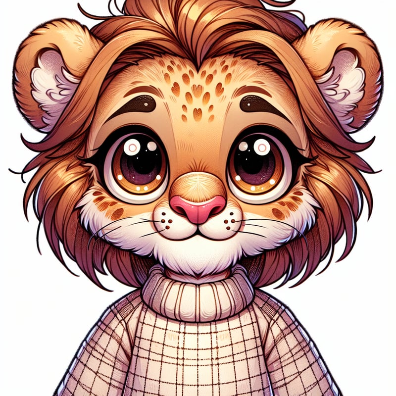 Cute Cartoon African Lion Cub