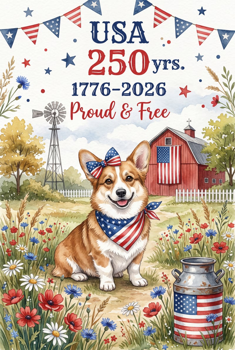 Patriotic American Corgi Illustration