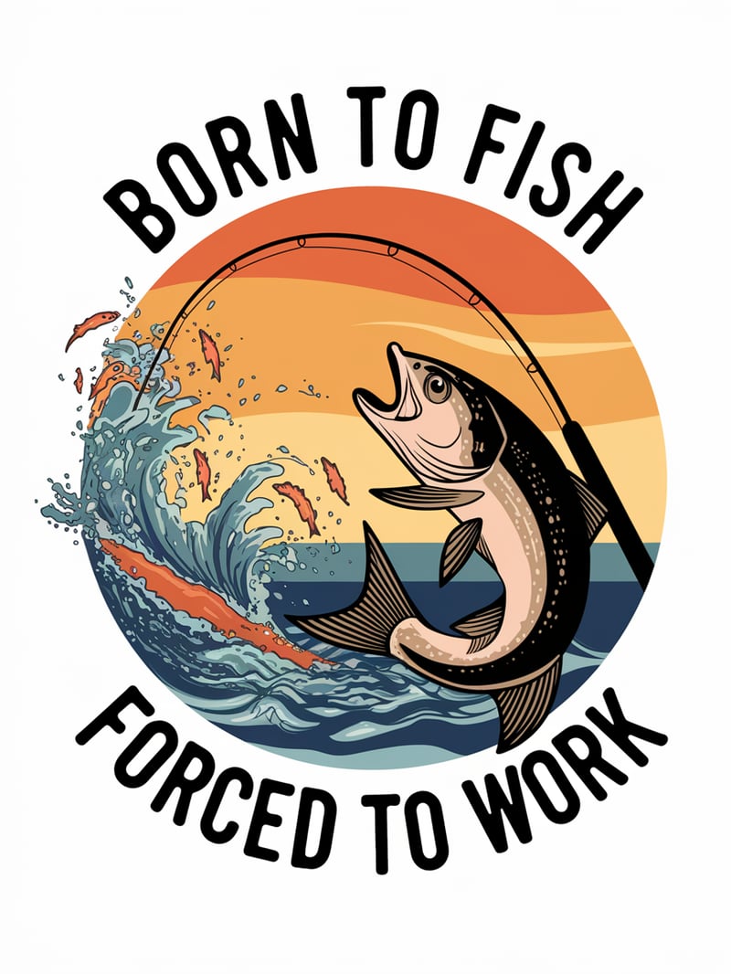 Born To Fish Forced To Work T-Shirt Design
