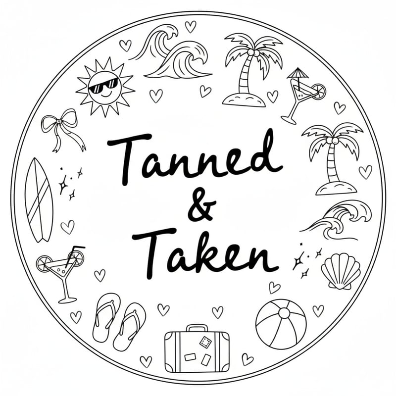 Tanned & Taken Beach Doodle Design