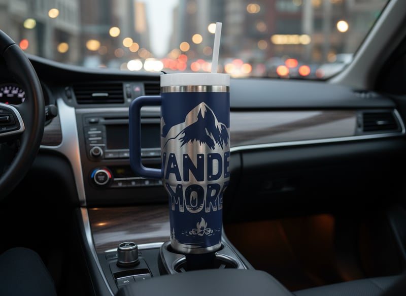Navy Blue 40oz Tumbler in Car
