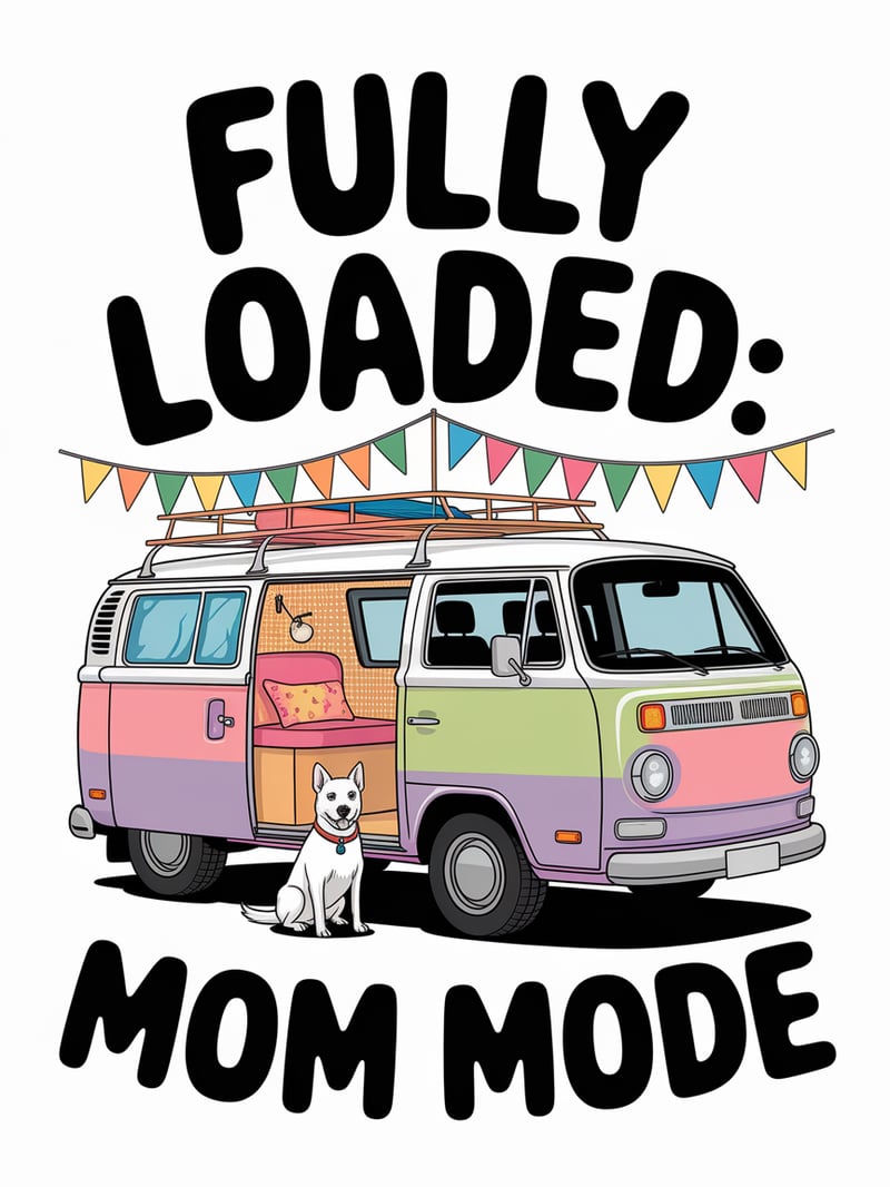 Quirky Pastel Van Illustration