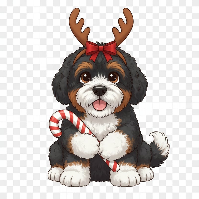 Newfypoo Cartoon with Reindeer Antlers