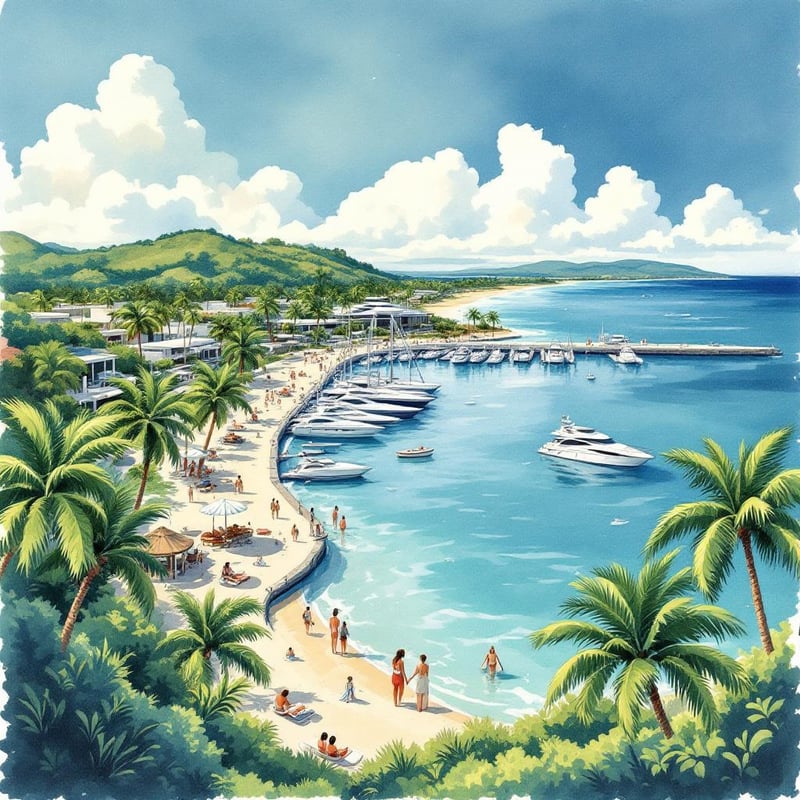 Hope Island Travel Poster Ink & Watercolor
