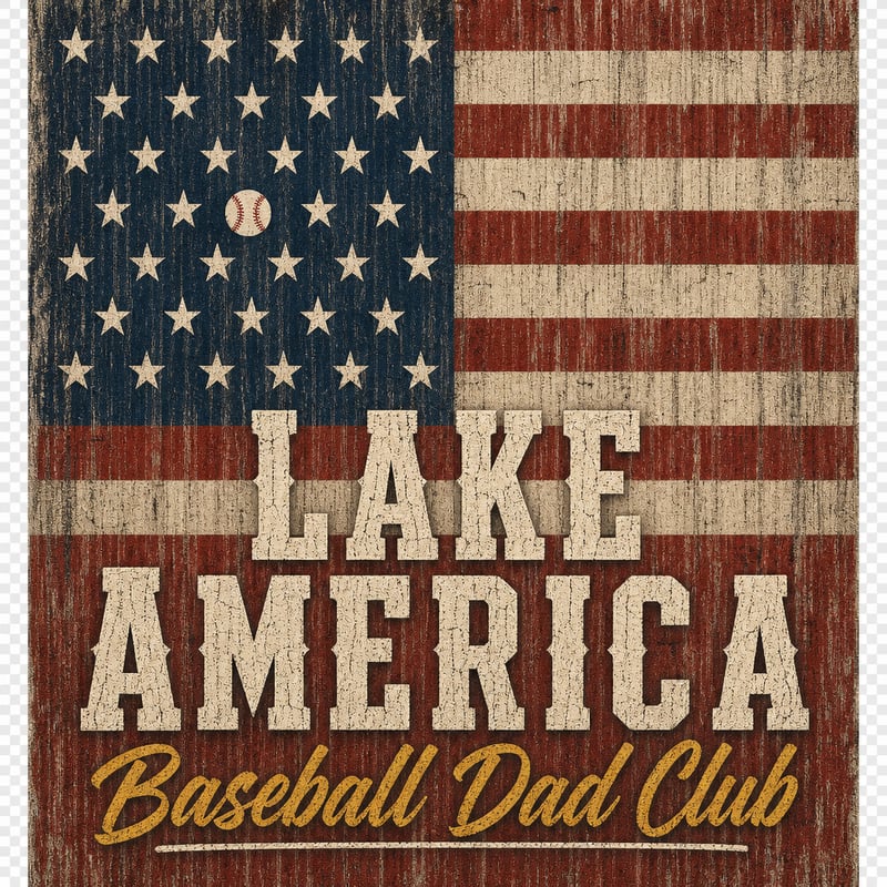 Distressed Lake America Baseball Flag