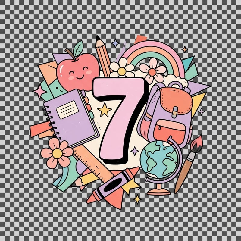 Retro School Supplies Doodle Collage