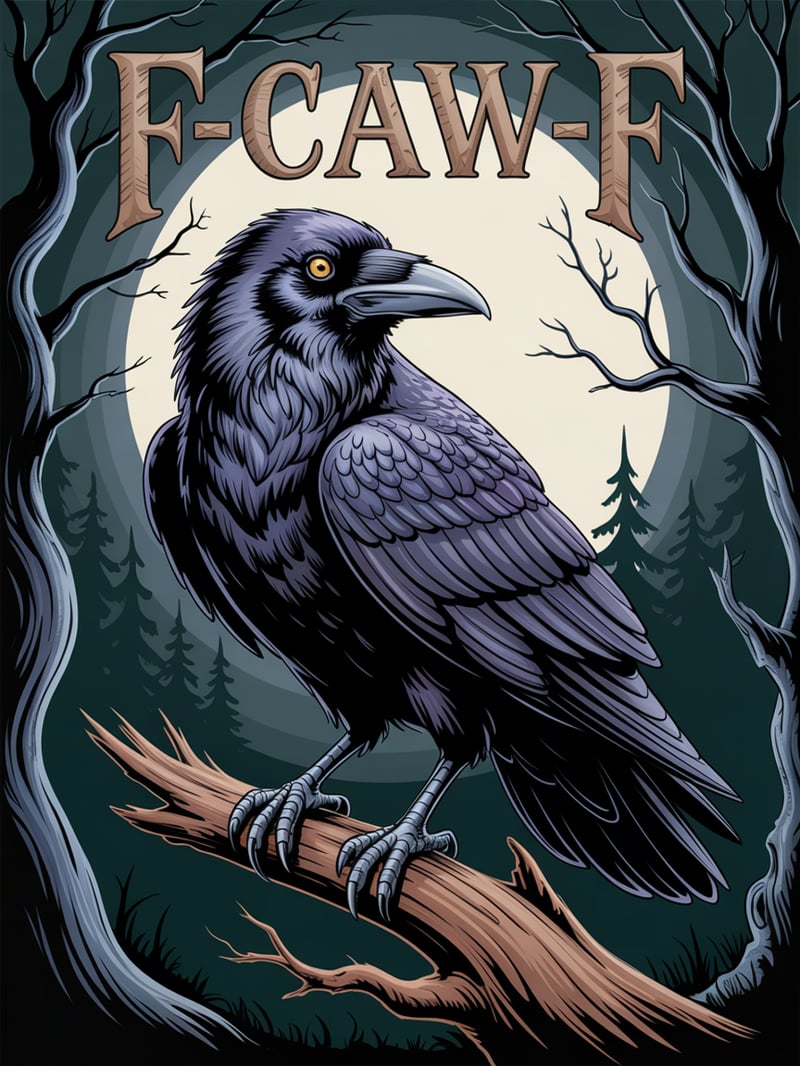 Raven with Text Design