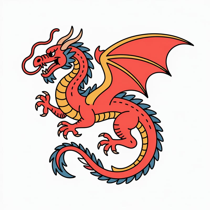 Traditional Dragon Tattoo Illustration