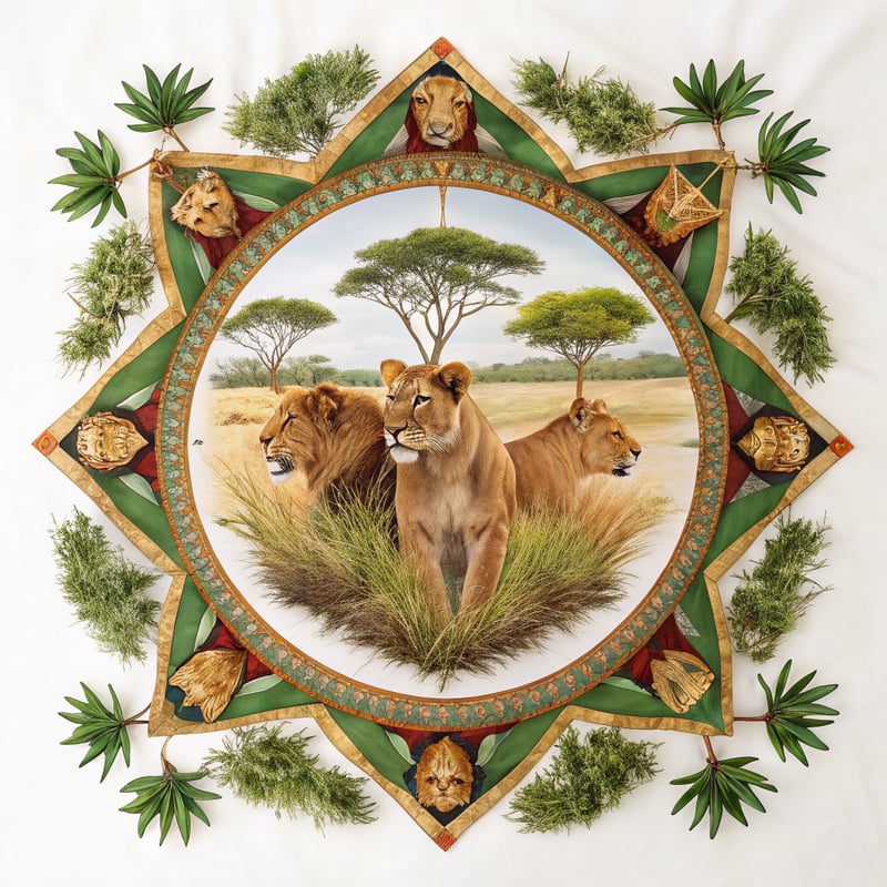 Elegant African Lion Composition