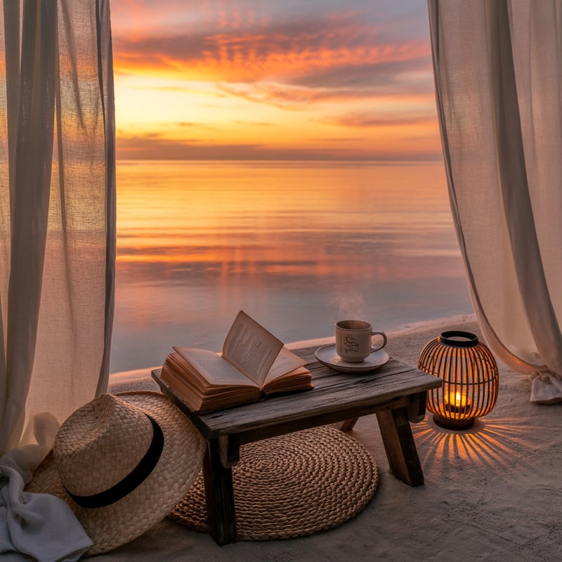 Serene Golden Hour Ocean Landscape