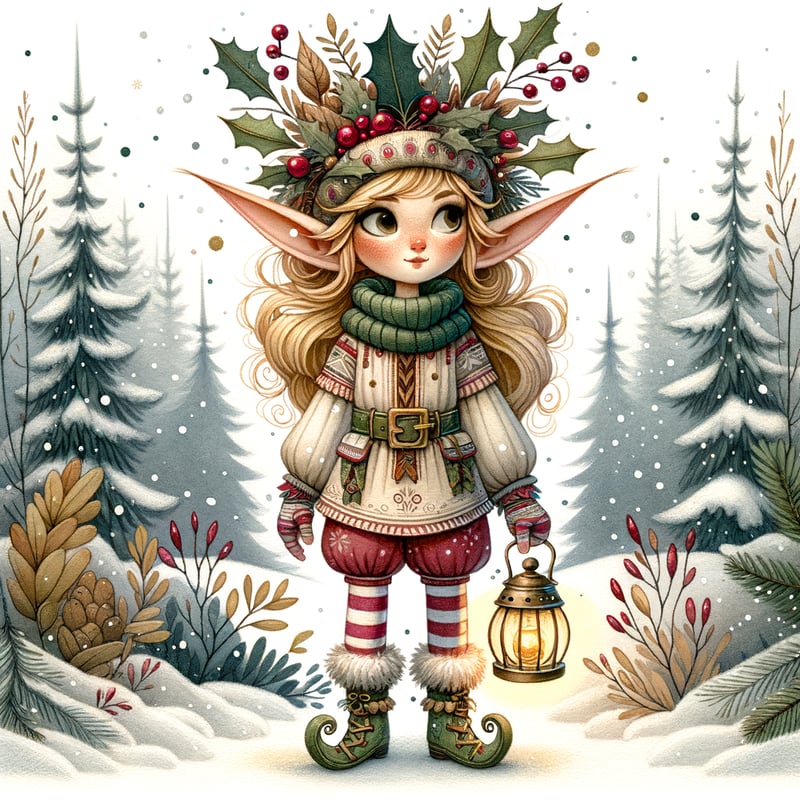 Whimsical Winter Forest Elf Character