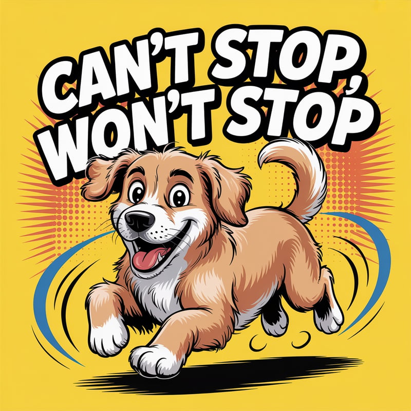 Comic Dog Chasing Tail Illustration