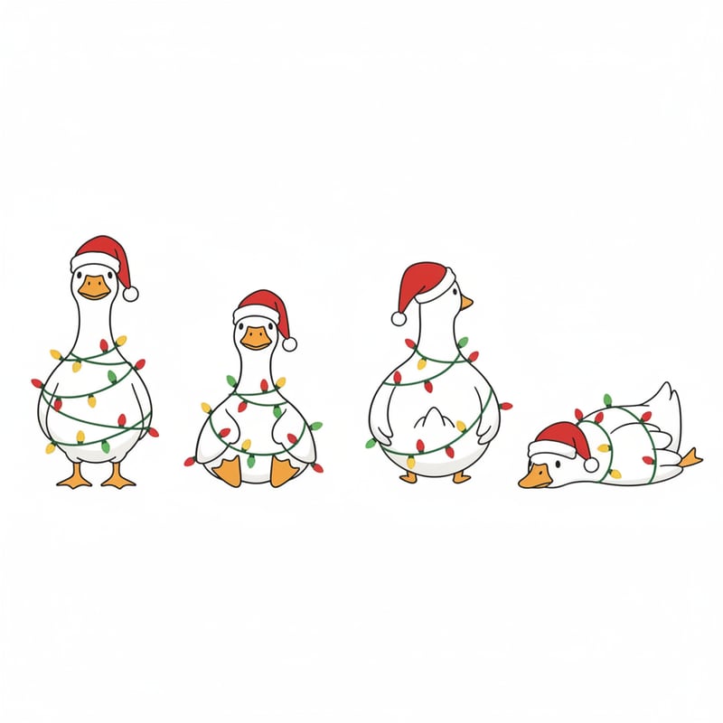 Festive Geese with Christmas Lights