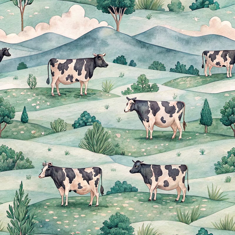Watercolor Farm Animal Pattern