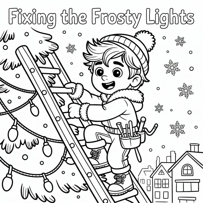 Fixing the Frosty Lights Coloring Page