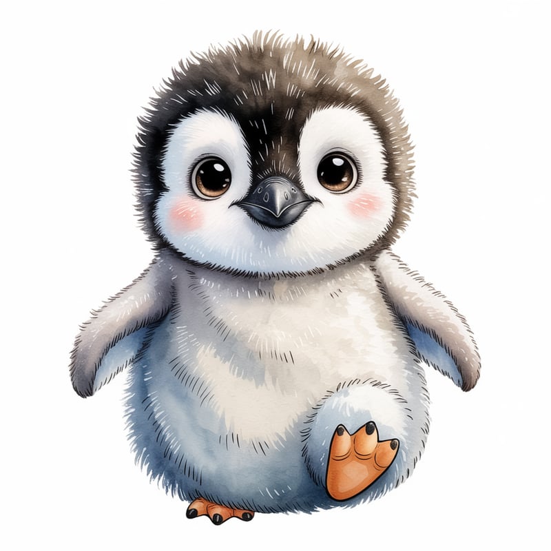 Fluffy Baby Penguin with Sparkling Eyes
