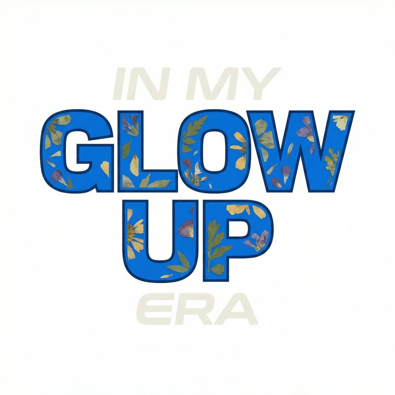 Electric Blue Floral Typographic Graphic