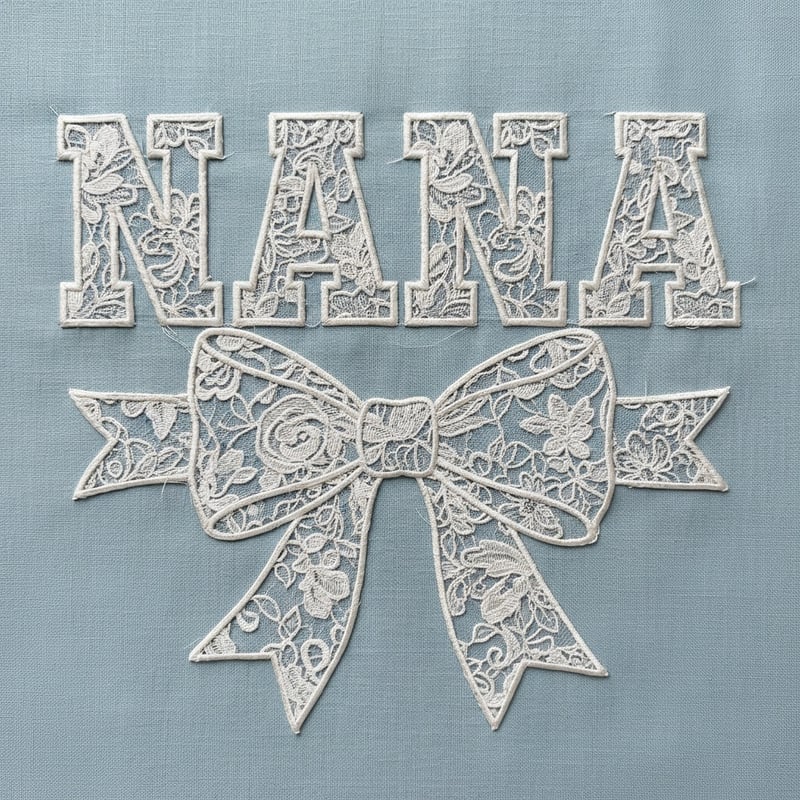 Embroidered 'NANA' Lace Design