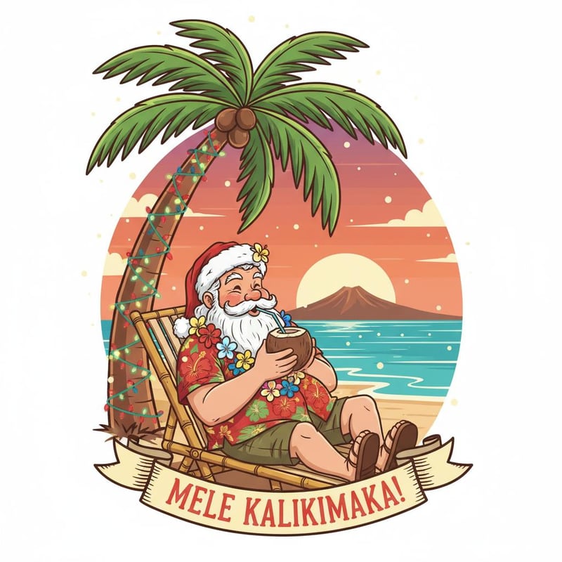 Santa in Hawaiian Shirt with Coconut